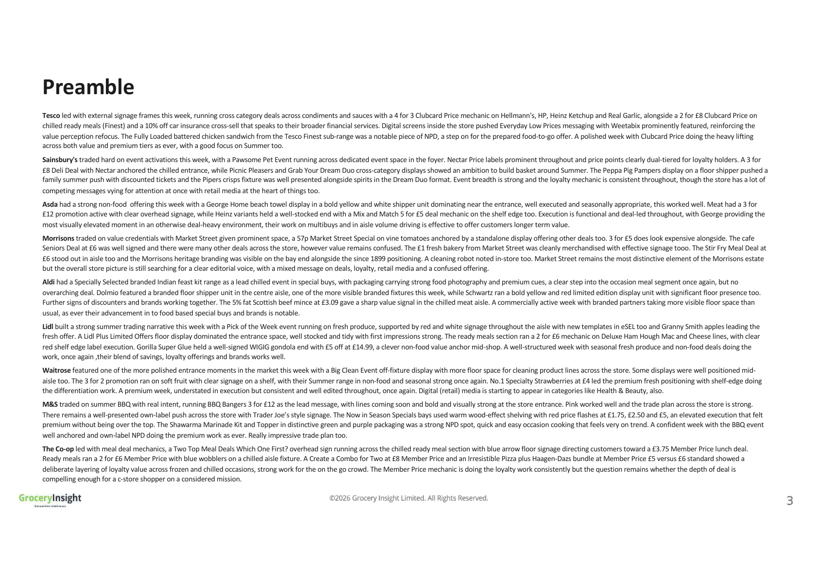 Preamble — retailer-by-retailer analysis